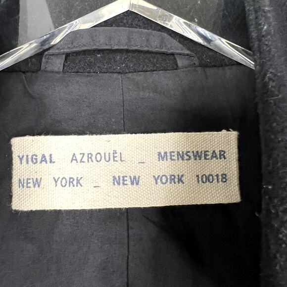 Yigal Azrouel Menswear Wool Blazer Jacket Gray Herringbone Black Knit Leather MD - Picture 2 of 10